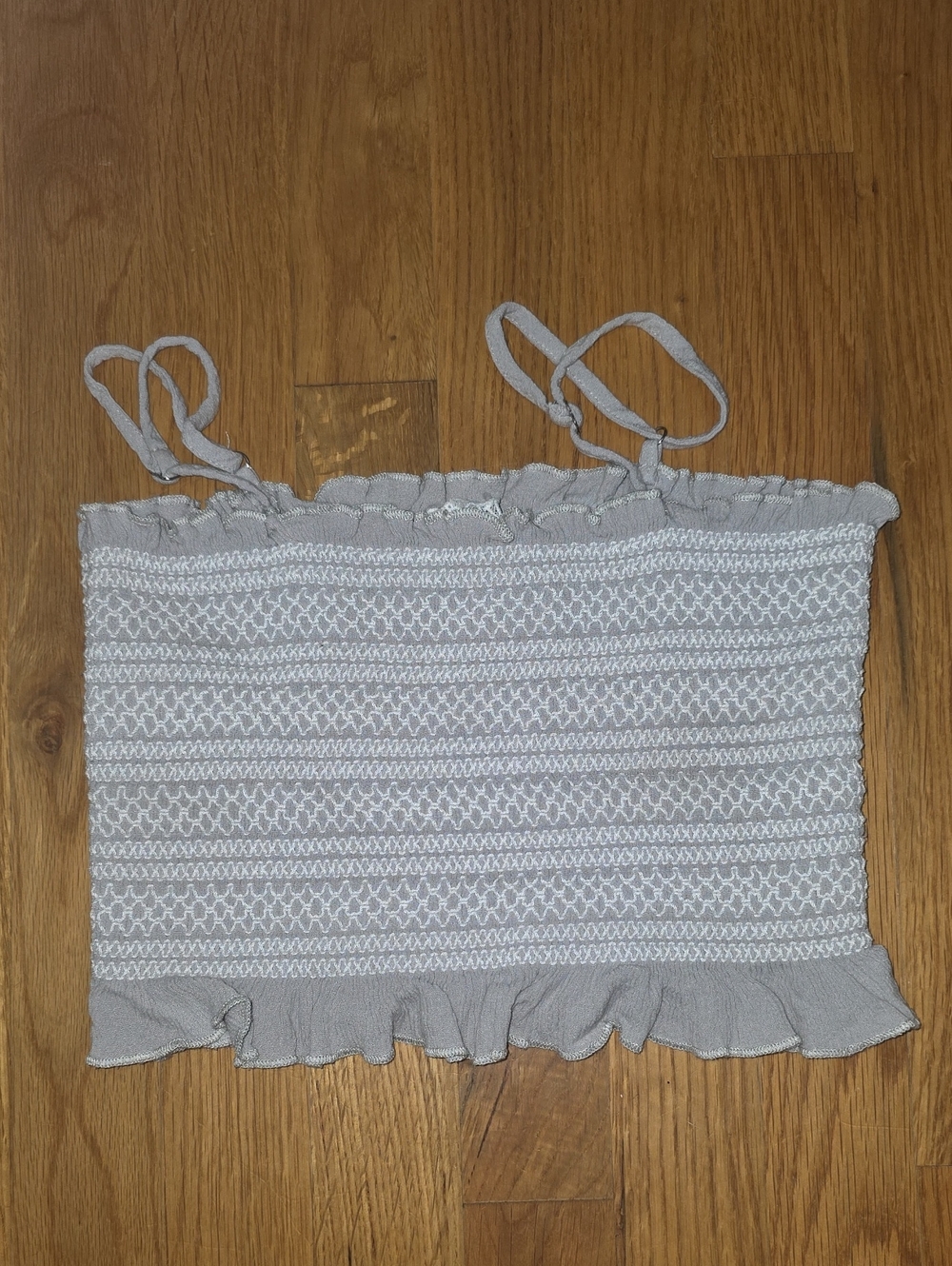 Sadie & Sage Light Gray Smocked Tank Top with Ruffle Hem
